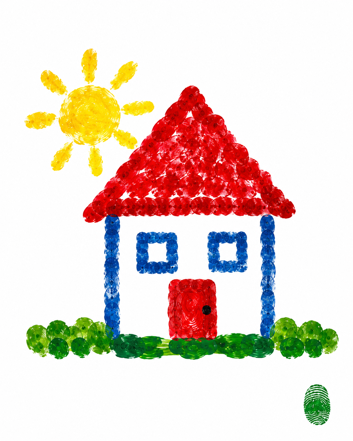 House (with Sun, and a Row of Hedges)