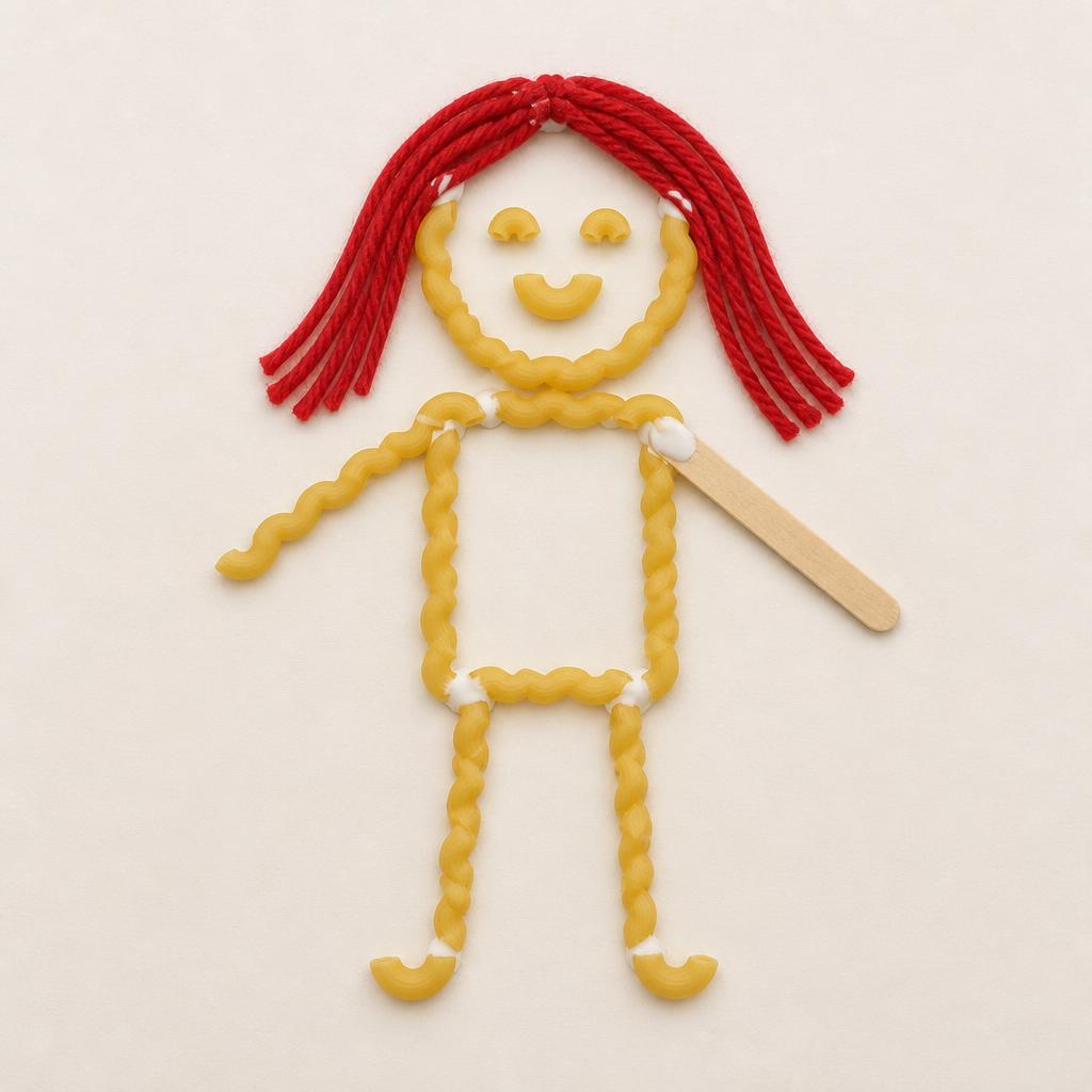 Figure (Yarn Hair, One Popsicle Stick Arm)